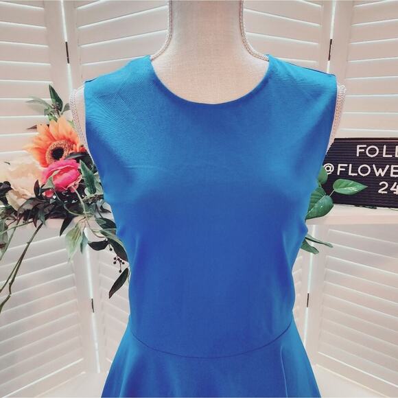 DIANE VON FURSTENBURG BLUE PEPLUM DRESS SIZE 4 - Picture 2 of 7